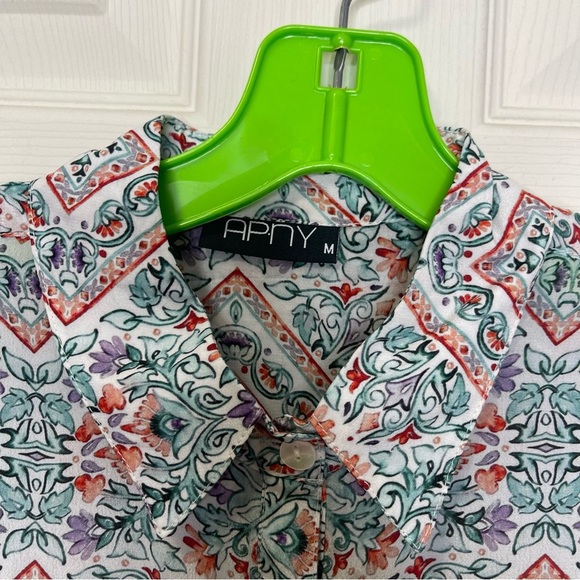 AP. NY Pastel Floral Button Up Tunic Sz M - Picture 2 of 10